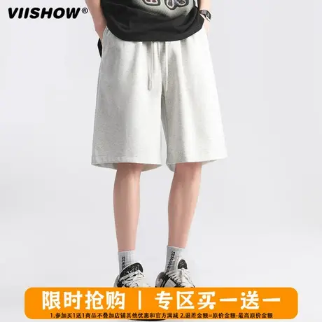 VIISHOW街头宽松百搭休闲短裤男生复古简约跑步健身运动五分裤商品大图