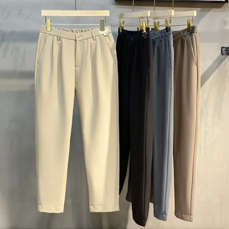 夏季冰丝高端丝滑直筒休闲裤坠感西装裤九分裤子男士高级感小西裤商品大图