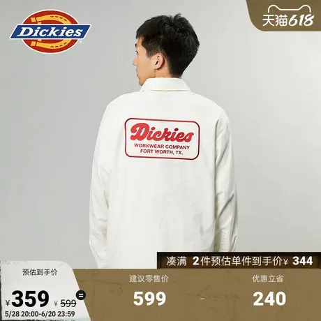 Dickies25春夏新款 LOGO刺绣工装带盖口袋宽松长袖衬衫 男女情侣图片