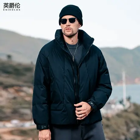 英爵伦立领保暖羽绒服2024年冬季新款高蓬松90鸭绒宽松面包服外套商品大图
