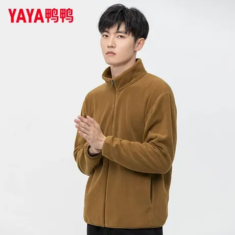 鸭鸭摇粒绒外套男秋冬款加厚加绒保暖户外抓绒衣休闲宽松开衫大码图片