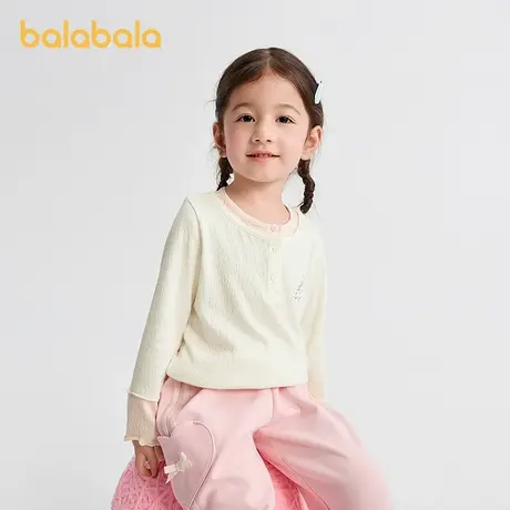 巴拉巴拉balaOne童装女童长袖t恤假两件打底衫宝宝2025秋新款上衣图片