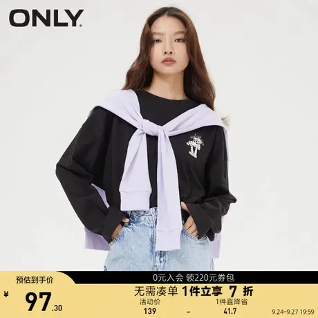ONLY奥莱夏季宽松舒适百搭减龄印花圆领长袖T恤女商品大图