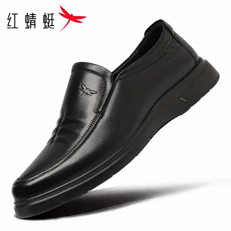红蜻蜓男鞋秋季新款男士休闲一脚蹬套脚皮鞋男商务正装真皮全牛皮商品大图