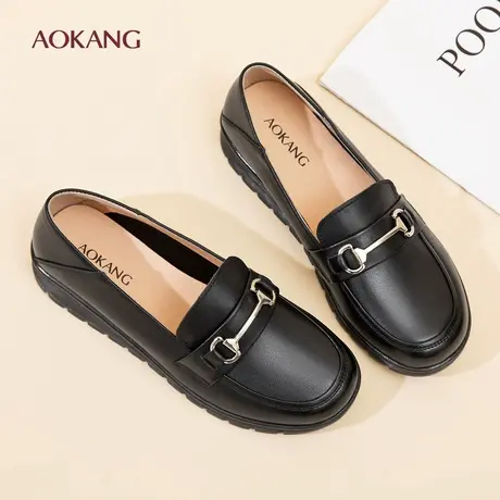 奥康 女鞋2026春季新款真皮软底妈妈鞋百搭舒适浅口单鞋N图片