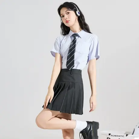 唐狮2024初秋新款女半身裙女学院风百搭韩系ins风百褶半身短裙QZ商品大图