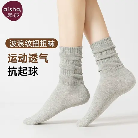 爱莎灰色袜子女长筒袜夏季薄款堆堆袜夏天小皮鞋配裙子中筒小腿袜商品大图