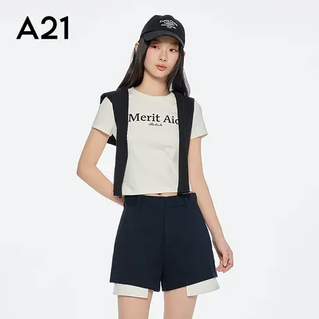 A21女装印花字母短袖T恤设计感修身显瘦短款上衣小清新商品大图