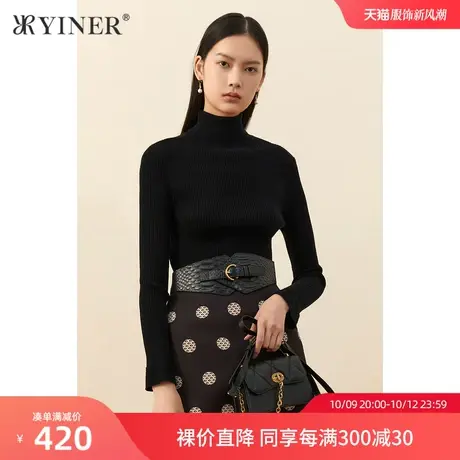 【1996系列】音儿女装冬季新款高领纯羊毛针织衫商品大图