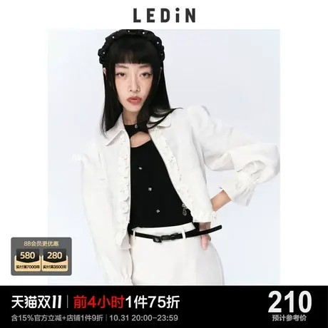 乐町甜美衬衫领外套2022春季新款短外套女C1BBC2103图片