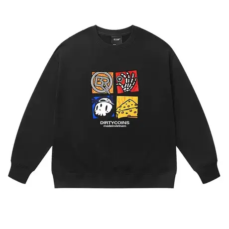 美式高街涂鸦嘻哈长袖圆领卫衣男欧美街头潮牌bf风情侣宽松上衣潮商品大图