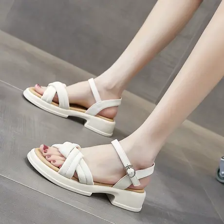 凉鞋女2023年夏季厚底新款外穿时尚女鞋粗跟优雅仙女风罗马鞋子夏商品大图