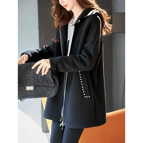 宝诗黎【新品价318元】连帽钉珠宽松休闲外套UY9066商品大图