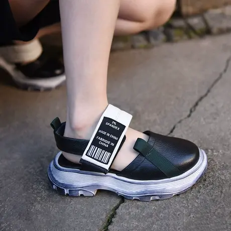 Artmu阿木一字带厚底运动凉鞋包头舒适学院风魔术贴休闲松糕鞋商品大图