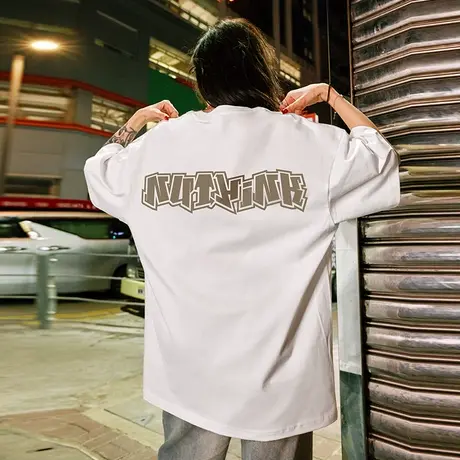 Nuthink欧美潮流复古字母短袖潮牌T恤男oversize大码情侣装夏装潮商品大图