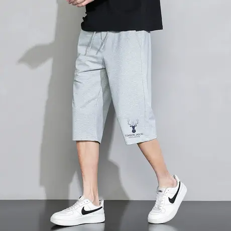 短裤子男潮牌夏季薄款休闲运动七分裤潮流百搭修身直筒灰色卫裤男商品大图