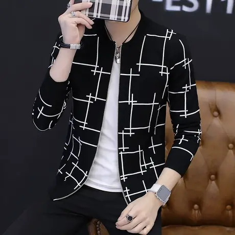 2025春秋季新款针织夹克薄款男士休闲外套韩版潮流棒球上衣服潮牌商品大图