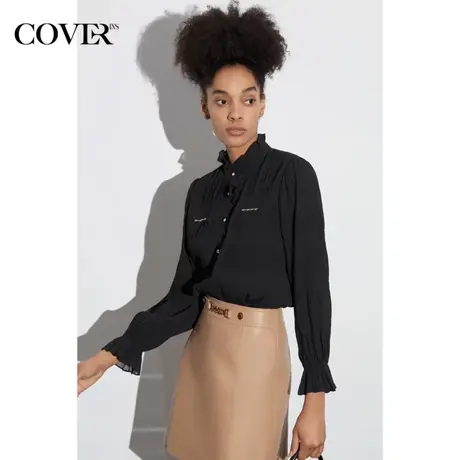 COVER春季褶皱重工对条工艺衬衫图片