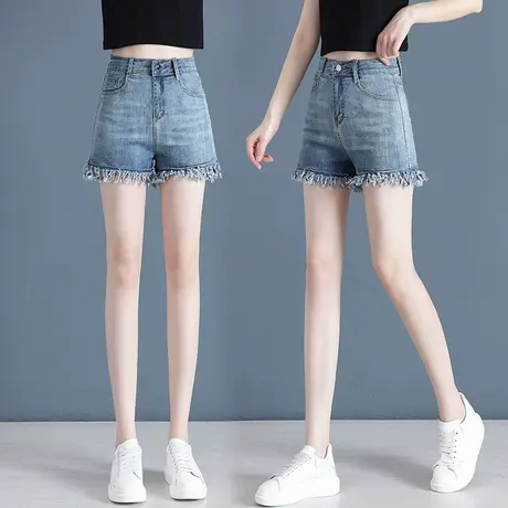 直筒牛仔短裤女2023年新款胖mm梨形身材穿搭显瘦包臀裤外穿热裤子图片