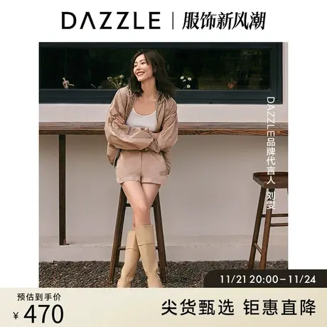 刘雯同款DAZZLE地素奥莱 春夏运动小众松紧腰宽松休闲短裤女商品大图