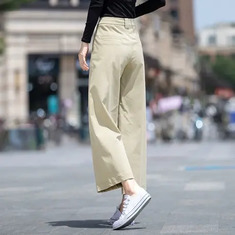 冰丝坠感阔腿裤女夏季薄款高腰宽松西装小个子休闲八九分裤天丝裤图片