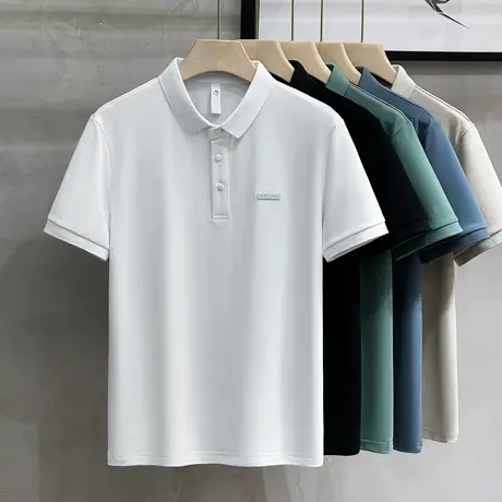 男士翻领冰丝短袖T恤夏季网眼棉简约百搭POLO衫潮流半袖保罗体恤商品大图