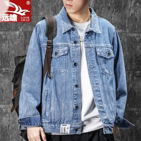 牛仔外套男春秋季痞帅工装休闲夹克ins潮牌男士百搭翻领上衣男款商品大图