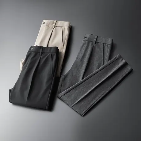 男士潮牌西装裤痞帅长裤秋冬季毛呢休闲西裤商务哈伦裤大码修身款商品大图