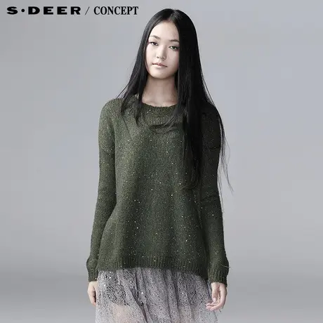 sdeer圣迪奥2014春装新款女装宽松亮片针织衫3383541🧐图片