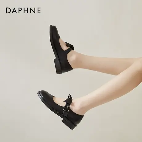 达芙妮日系小皮鞋女jk鞋2021年秋冬新款圆头玛丽珍鞋粗跟法式单鞋商品大图