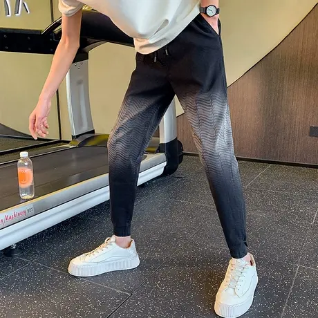 2023春夏季裤子束脚裤男渐变色新款时尚潮牌潮流痞帅百搭休闲裤商品大图