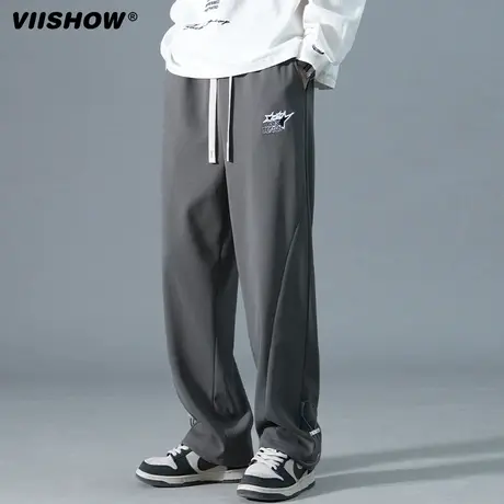 VIISHOW男士休闲裤春秋冬季新款潮牌宽松直筒垂感运动阔腿卫裤子商品大图