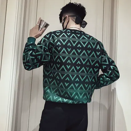 秋季时尚休闲花色满印男士卫衣长袖T恤潮牌潮流个性原宿ins外套商品大图