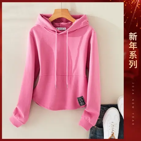 真维斯Z+女装 设计感下摆连帽卫衣辣妹风百搭显瘦长袖上衣X商品大图