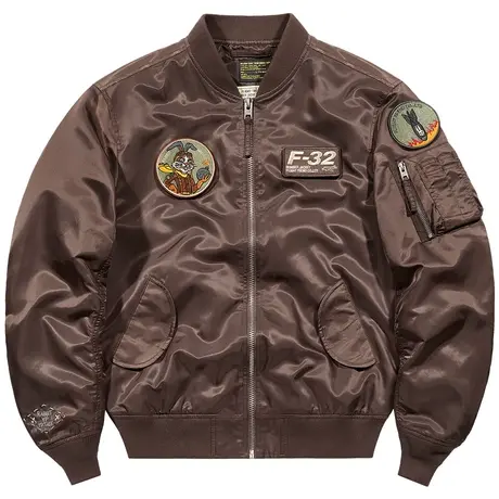 VIP美式复古飞行员夹克男春秋季宽松情侣棒球服潮牌刺绣徽章外套图片