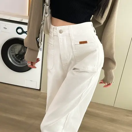 高腰阔腿牛仔裤女2024春秋新款休闲垂感宽松显瘦百搭直筒拖地长裤商品大图