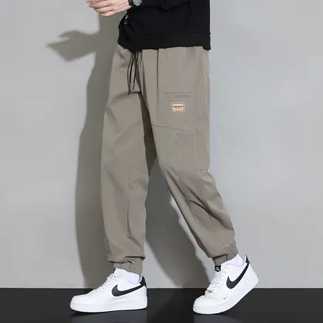 宽松束脚休闲裤子男春秋款九分哈伦裤男潮青少年帅气百搭运动长裤图片