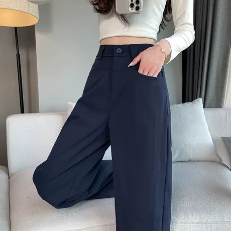 窄版直筒西装阔腿裤女春秋2024新款高级感垂感高腰宽松显瘦休闲裤商品大图