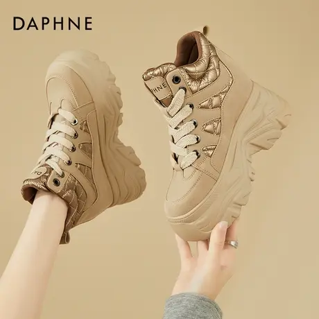 达芙妮厚底高帮鞋子女2024新款爆款内增高女鞋春季休闲松糕鞋8CM商品大图