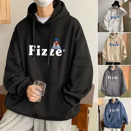 美式连帽卫衣男秋冬季ins潮牌加绒加厚保暖上衣休闲港风宽松外套商品大图