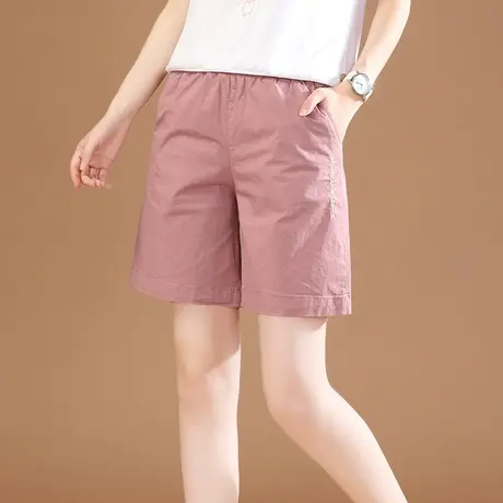 韩潮袭人松紧高腰刺绣休闲五分裤女2023夏季新款阔腿哈伦短裤热裤图片