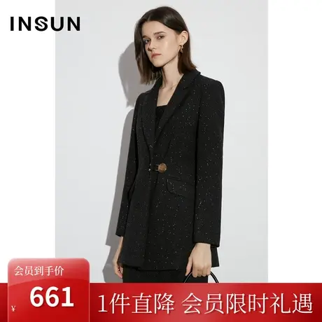 [触感香风]恩裳COVER2023早春新款时尚珠片粗花呢轻奢西装外套女图片