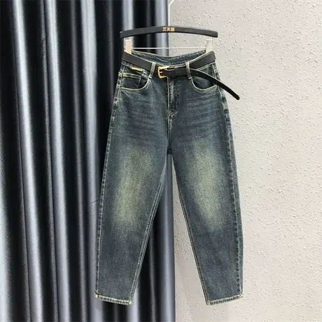 欧货2023秋季新款显瘦宽松阔腿裤老爹牛仔裤女高腰直筒哈伦垮裤潮图片