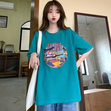 纯棉短袖t恤女夏装2021新款宽松韩版ins半袖设计感小众上衣服潮牌商品大图