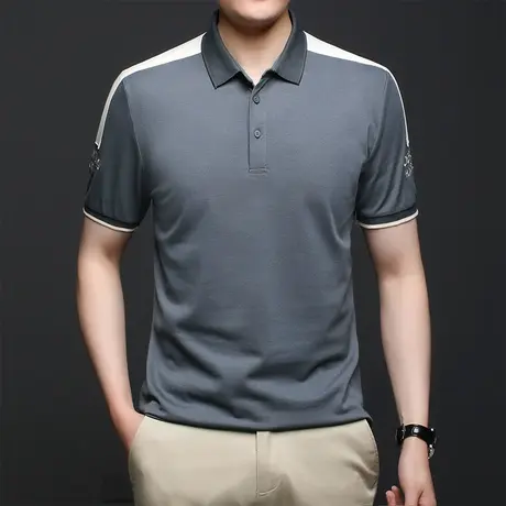 Polo衫男夏季薄款男士半袖撞色翻领修身高端T恤潮流商务短袖上衣商品大图