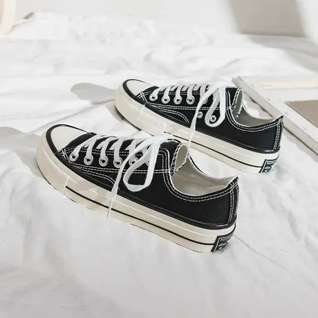 2020春季新款黑色帆布鞋女1970s低帮韩版百搭学生潮鞋ulzzang板鞋图片