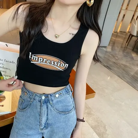 甜辣妹穿搭纯棉吊带背心女夏季2024新款内搭外穿修身短款美式上衣图片