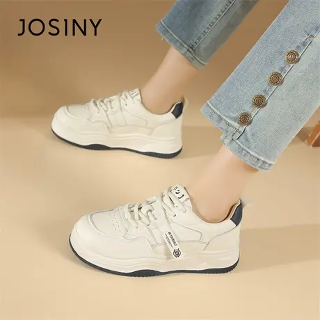 Josiny/卓诗尼休闲鞋2024新款春季平底复古增高舒适轻便百搭板鞋商品大图