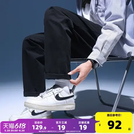 唐狮2024秋季新款休闲裤宽松直筒工装裤子男生黑色修身潮牌加绒商品大图