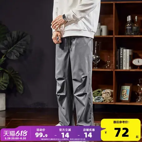 唐狮25夏季新款男休闲裤抽绳直筒宽松薄款潮流工装设计感裤子男pc商品大图